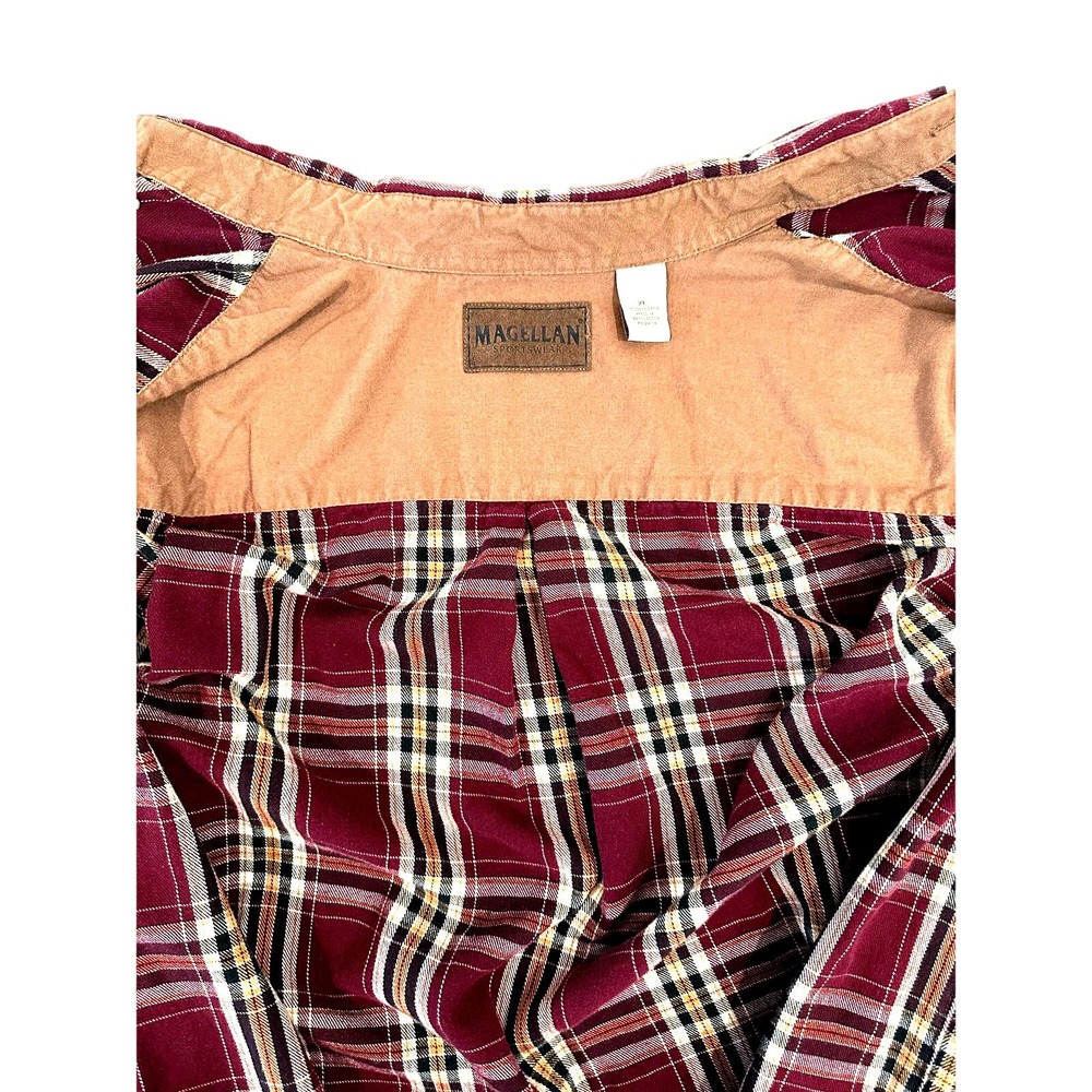 Magellan Sportswear Men’s XL Burgundy Plaid Flannel Long Sleeve Shirt - Picture 5 of 10
